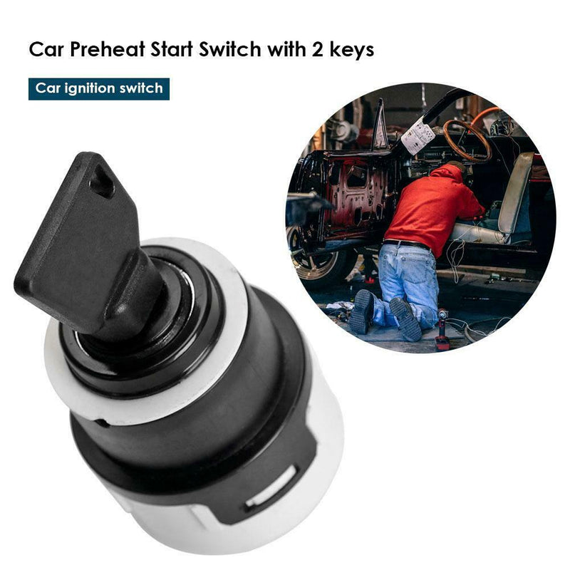 Car Preheat Start Switch with 2 keys Points Vehicle Ignition Lock with 9 Wiring