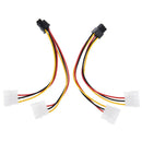 2pcs 4 pin to 6 pin video card power converter cable signal transfer line  M&E