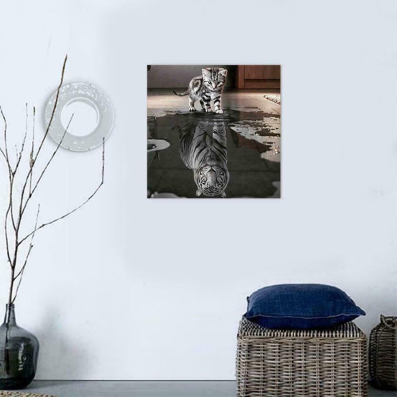 1*5D Reflection Tiger Diamond Painting Embroidered DIY Cross Stitch N8M5