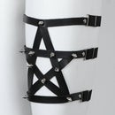 Women  Leg Garter Sexy Leather Punk Rivet Stud Harness Star Pentagram