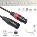 2pcs XLR Cable 5 Pin Male to 3 Pin Female Extension Cables for Microphone Mixer