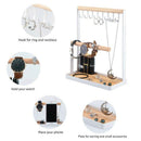 Jewelry Display Stand Holder with Wooden Ring Tray and Hooks Storage Neckla