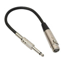 3-Pin XLR Female to 1/4 6.35mm Mono Jack Male Plug TRS Audio Cable Mic Adapter