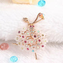 Luxury Crystal Brooch Ballerinas Dancer Breastpin Colorful Flower Alloy Pla