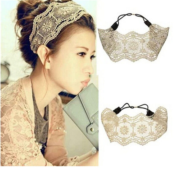 Retro Women Girl Lace Headband Hair Band Wide Headwrap HairLJccessoriesn LJ