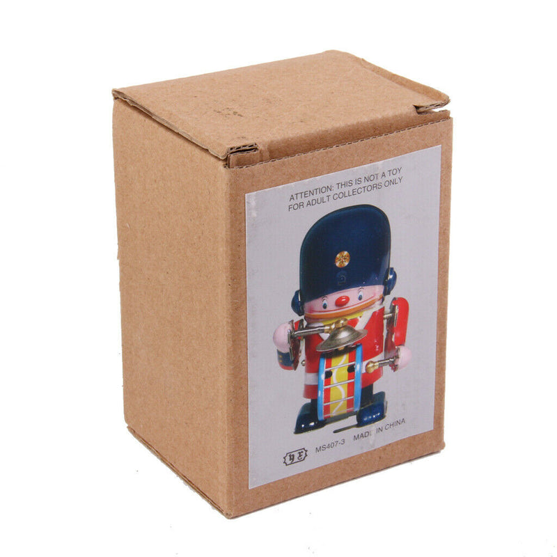 4x Retro Windup Walking Drum Robots Clockwork Tin Adults Toys Gifts Room Decor