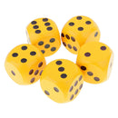 5x Table Game Dice D6 Wooden Die for Drinking Game D&D Game Toys Gift Yellow