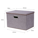 Large Gray with Lid Folding Storage Box Linen Fabric Foldable with Lid Stor