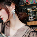 Trendy Elegant Crystal Star Long Tassel Stud Earrings Dangle Drop Jewelry Gift