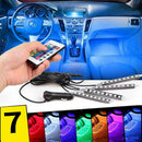 4Pcs 9LED Car Interior Floor Atmosphere Light Strip Remote Control Colorful NEW
