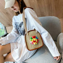 Straw Flower Shoulder Bag Lady Summer Beach Holiday Crossbody Messenger Bag