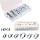 16mm - 32mm Water Tap Garage Plumbing 34pcs Clips Hose Clamp Pipe Set WIH