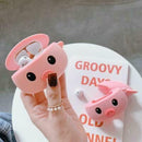 Cute Pink Pig Pattern Protective Cover Shockproof Silicone Case for Airpods 1/2