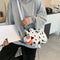 Fashion Women Cow Print Shoulder Bags Canvas Pendant Handbags Casual Totes