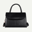 Women Leather Pure Shoulder Handbags Flap Crossbody Messenger Bags (Black) A