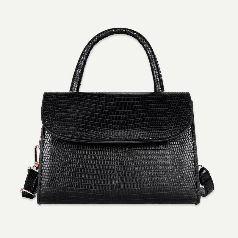 Women Leather Pure Shoulder Handbags Flap Crossbody Messenger Bags (Black) A