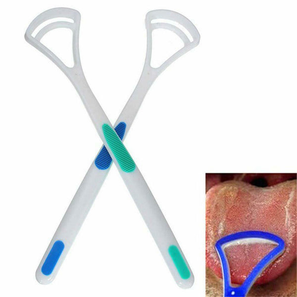 2pcs Coating Brushing Tongue Cleaner Scrapers Oral Hygiene Dental Care Tool