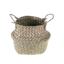 Basket Rattan Folding Wicker Handle Round Natural Sea Grass Plant Storage Wood U