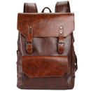 Retro Men'S Backpack Pu Leather Anti-Theft Backpack Fashion Waterproof Trav