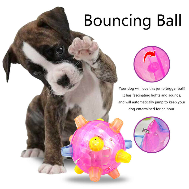 Jumping Activation Ball for Dogs - Music LED Bouncing Pet Ball Toys, Random