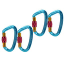 4x Carabiner Clip Rock Climbing Mountaineering Screw Locking Buckle Blue