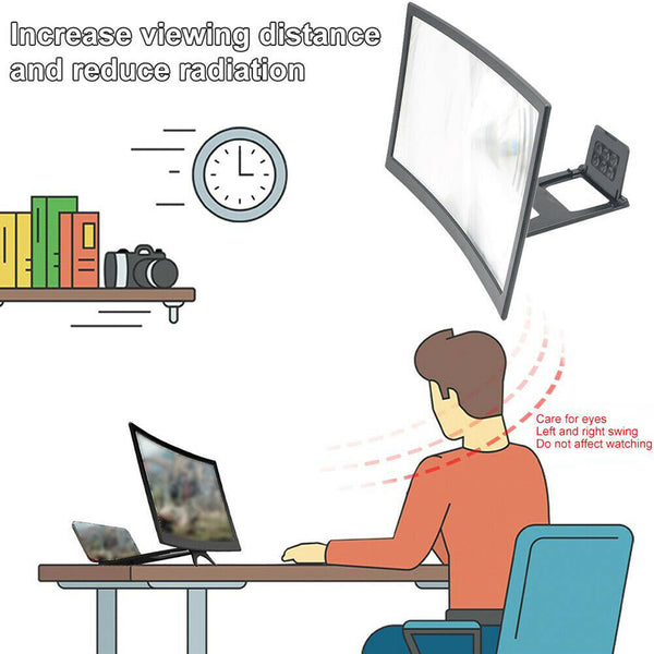 12 inch Curved Mobile Screen Amplifier Rack Movie Video Amplifying Holder #gib