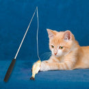 Wood Feather Mice Cat Dangle Three-Section Telescopic Roped Rod Pets Supply
