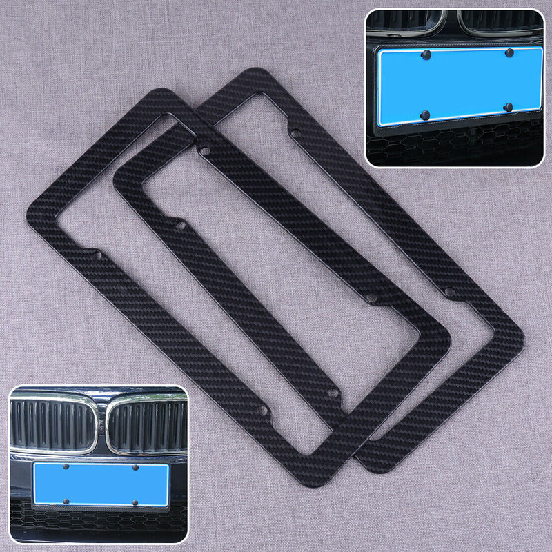 2pcs Carbon Fiber Style License Number Plate Surround Frame fit for Most US SUV