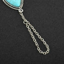 Lady Boho Retro Turquoise Chain Cuff Bracelet Hand Harness Jewelry Fashion