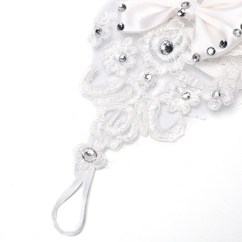 Short Lace Floral Rhinestone Bowknot Fingerless Wedding Party Bridal Gloves T Kw