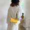 Daisy Flower Handbag Beach Women Canvas Chain Shoulder Bucket Bag (Yellow)