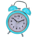 8cm Silent Bedside Clock Double Twin Bell Alarm Clock with Night Light Blue