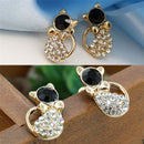 1 Pair Women Fashion Earrings Elegant Cat Crystal Rhinestone Ear Stud LJ