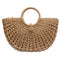 Straw Bag Paper Rope Round Bucket Hollow Woven Bag Retro Casual Belt Buckle H2S1
