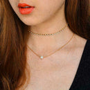 Women Necklace Double Layer Chain Charm Beads Drop Pendant Choker New Y6T3 F2W9