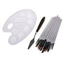 Set Of 12 Round Nylon Round Tip Brushes With Mixing Spatula