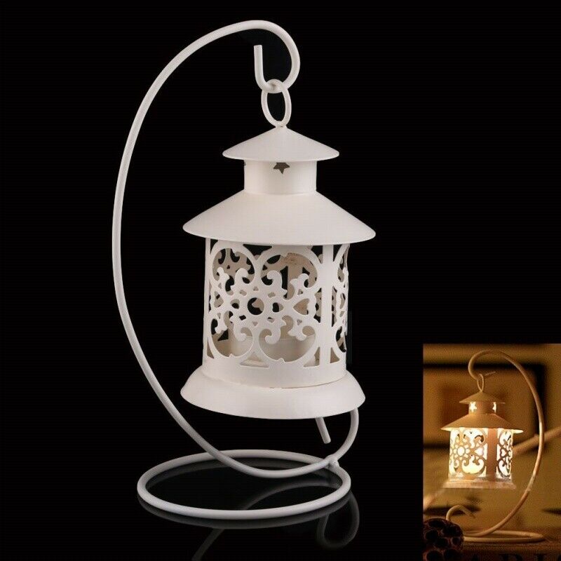 Iron Moroccan Style Candlestick Candleholder Candle Stand Light Lantern (Wh
