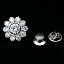 Crystal Flower Brooch Women Shirt Lapel Pins Safety Buckle Buttons Metal Tie