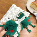 Cute cartoon stereo creative plush frog prince earphone set for Airpods 1/2