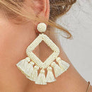 Beaded Tassel Earrings,Statement Laniyah Fringe Drop Earrings for Womens Gi