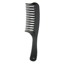 Black Double Row Wide Tooth Comb Detangling Hair Brush Handgrip Salon Barber