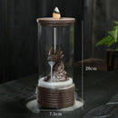 Backflow Incense Burner With Acrylic Protective Cover Ceramic Dragon Incens L4B8