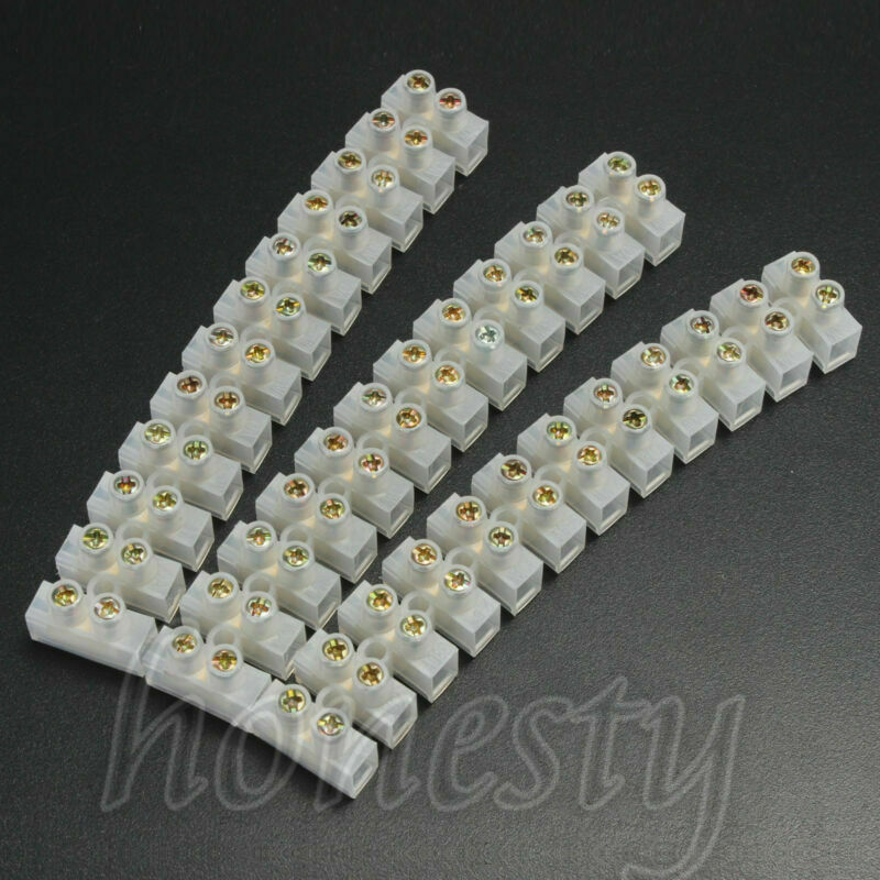 10PCS Dual Row 12 Positions Screw Terminal Electric Barrier Strip Block 380V 10A