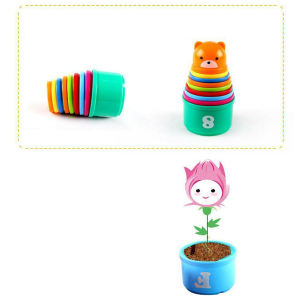 Plastic Stacking Up Cups Rainbow Kids Educational Toys