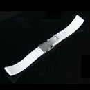 Waterproof Silicone Watch Strap Band Deployment Buckle 22mm---White N5M2