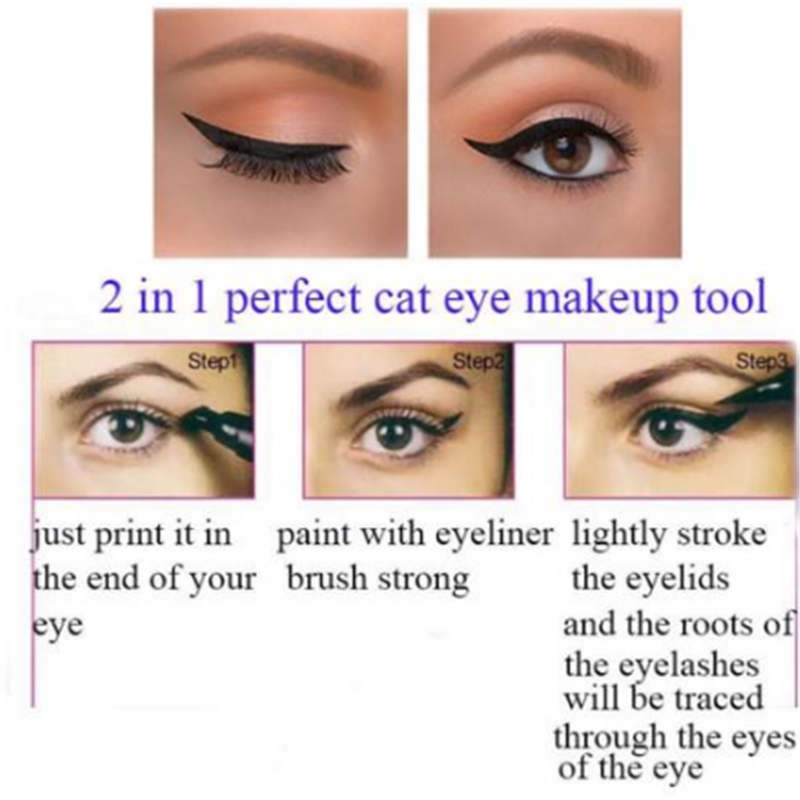 2 In 1 Liquid Eyeliner Stamp Winged Seal Makeup Black Liquid Eye Liner Pencil