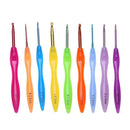 9pcs/lot Tool ABS Rainbow Plastic Handle Alumina Crochet Needle