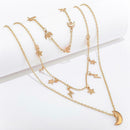 Star Moon Pendant Clavicle Chain Women Multilayer Necklace Jewelry Gift