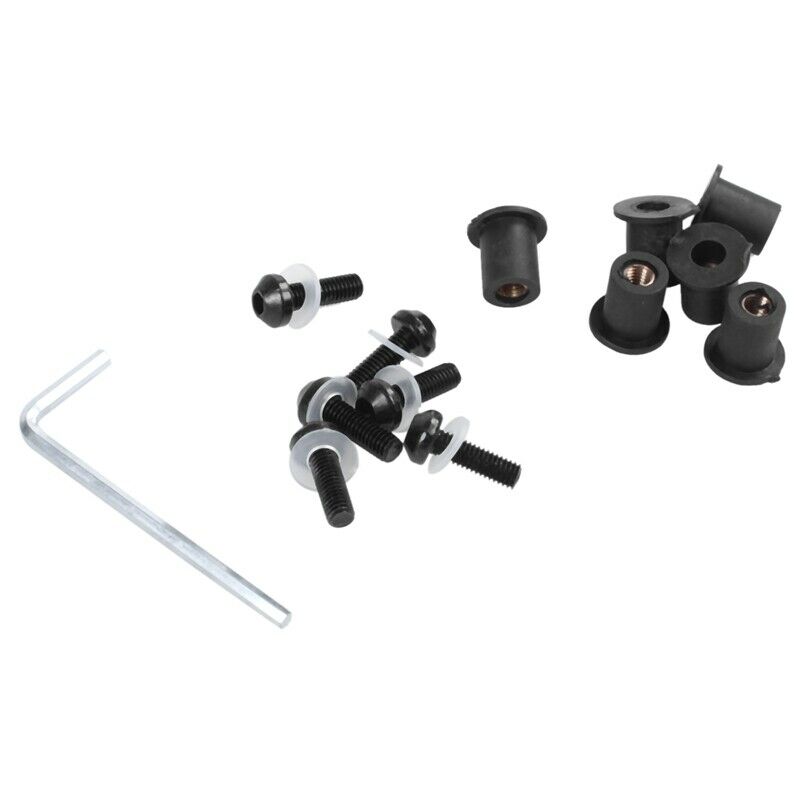 5mm Fairing Windscreen Screw Bolt Kit Windshield Mounting Nuts Wellnut +