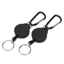 Black Retractable Key Chain Reel Steel Cord Recoil Belt Key Ring Badge Holder TE